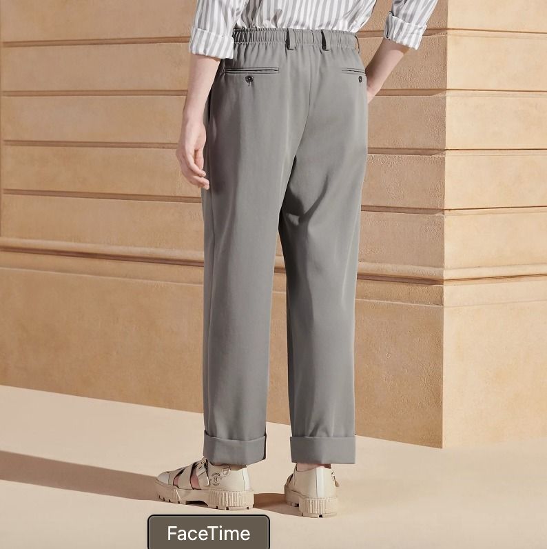 HERMES エルメス ワイド パンツ グレー ワイドシルエットが今気分HermesRaspail elastique 1 pliパンツ