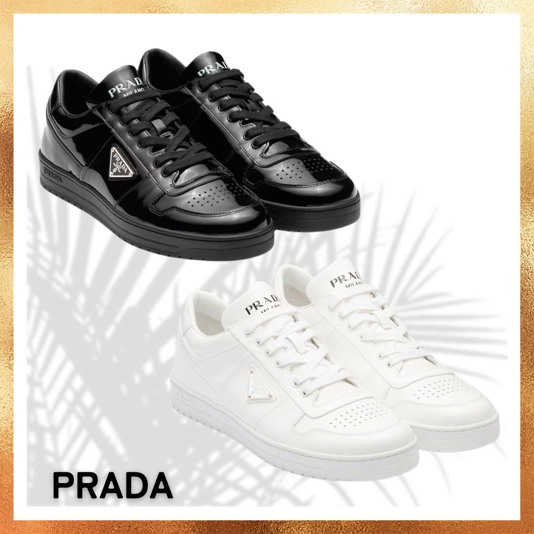 【大人気】PRADA◆ダウンタウン パテントレザー スニーカー ロゴ 大人気】PRADA◇ダウンタウン パテントレザー スニーカー ロゴ