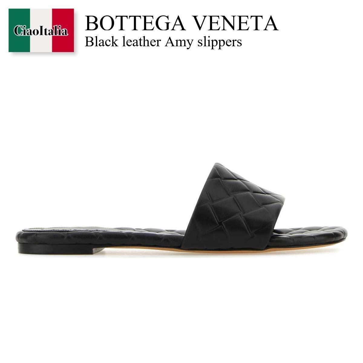 Bottega Veneta Black Leather Amy Slippers (BOTTEGA VENETA/サンダル ...