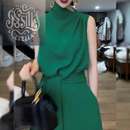 ワンピース 結婚式 アシンメトリー モード 全2色 韓国系