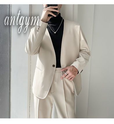 テーラードジャケット M~2XL ノーカラー ワンボタン 3color テーラードジャケット M~2XL ノーカラー ワンボタン 3color