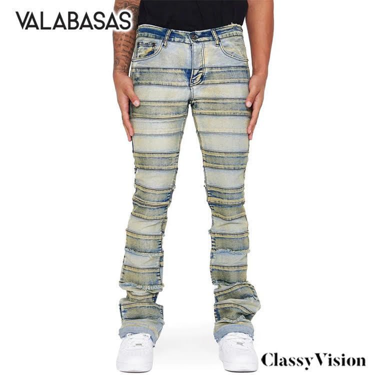 valabasas バラバサス クラッシュスキニーフレアデニム ブラック