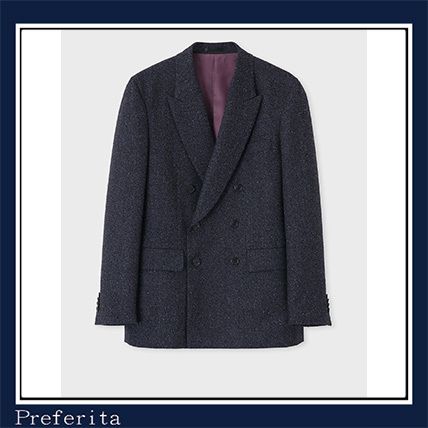 美品【ヘリンボーン×ツイード】ポールスミス／ダブルブレストジャケット　XL Paul Smith】ジャケット ダブルブレスト ヘリンボーン (Paul