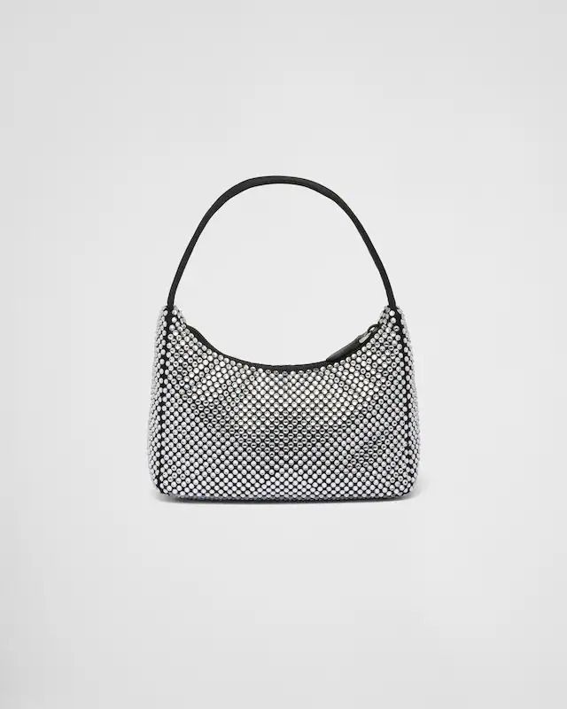 海外限定色*PRADA*クリスタル付きミニサテンショルダーバッグ