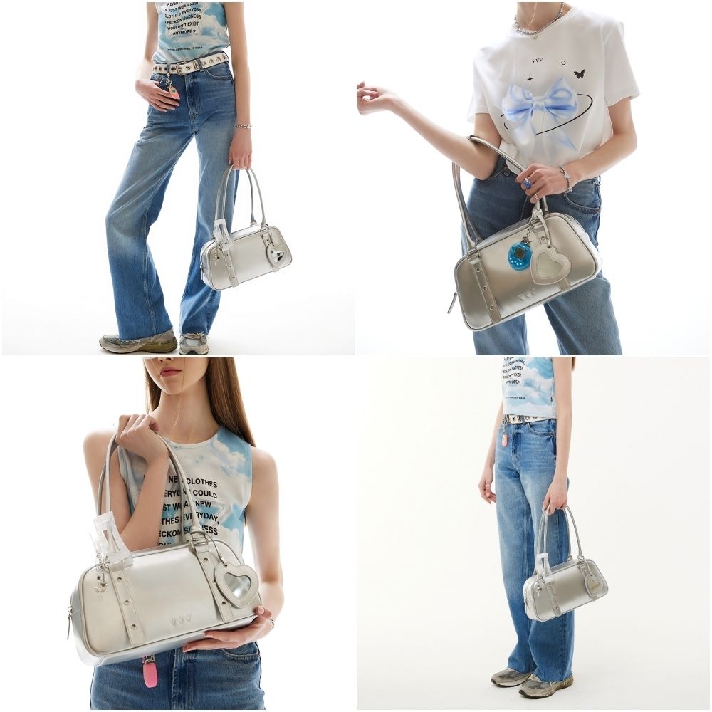 VVV】韓国人気☆ Heart Mirror Buckle Shoulder Bag (VVV