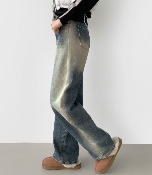 【BOK PLACE】Vintage mid denim winter denim wide pants XL BOK PLACE】Vintage mid denim winter denim wide pants (BOK