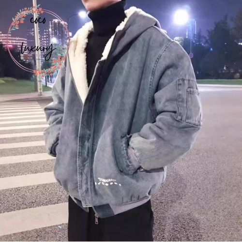 あったか ボア デニムジャケット フード付 2color 韓国 (デニム