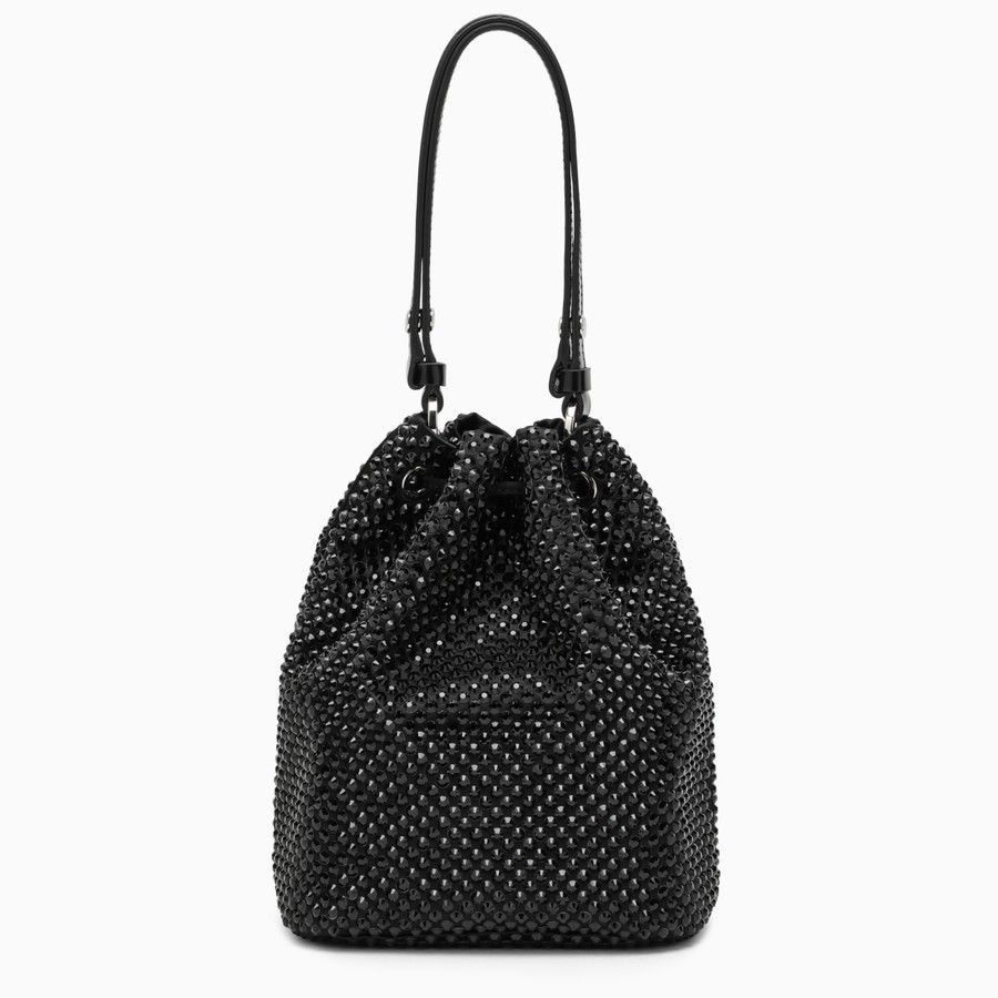 PRADA プラダ バケツ型ハンドバッグ ブラック カーフ シルバー