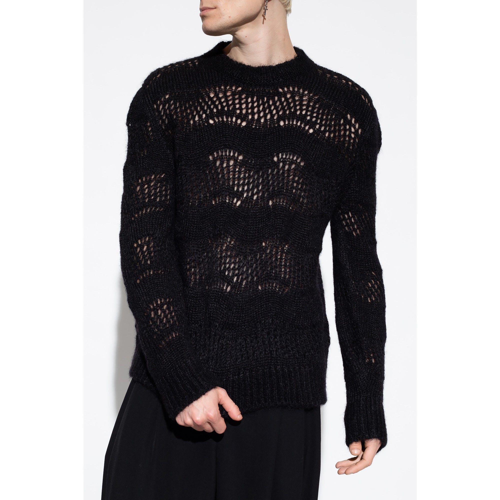 Saint Laurent モヘア ラダーニットニット セーター ブラック