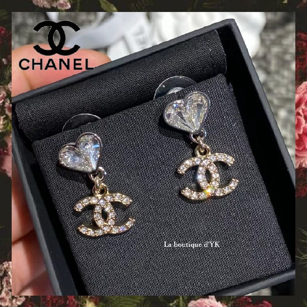 ☆揺れて輝くハートが可愛い♪【CHANEL】ハート ピアス