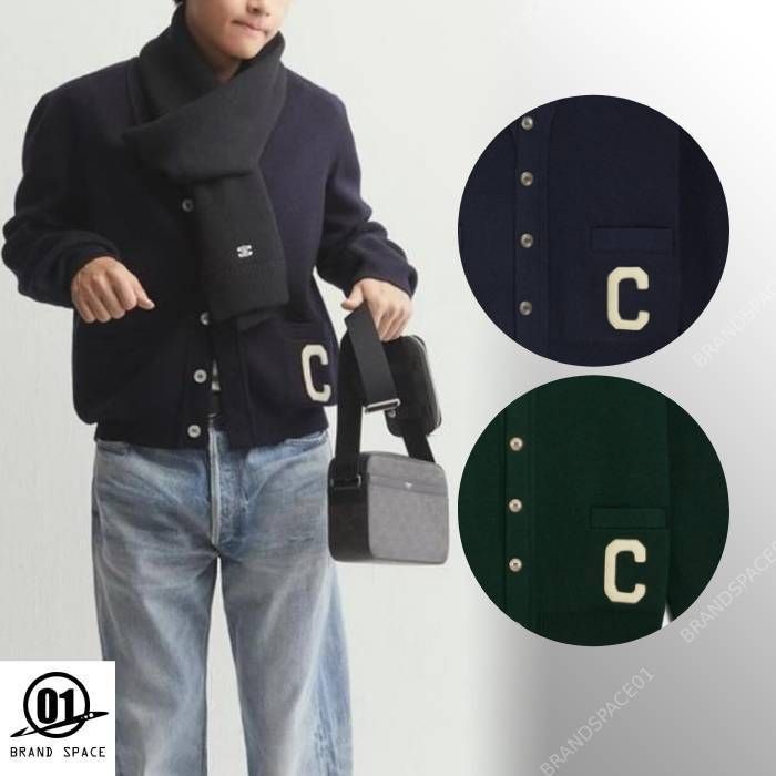 超爆安 CELINE】セリーヌ カレッジ ウール カーディガン (CELINE トップス