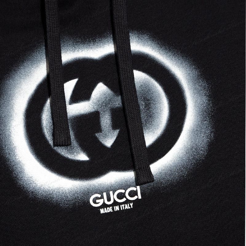 ◆GUCCI 23AW◆ ロゴ プリント コットン パーカー / Black ◆ ◇GUCCI 23AW◇ ロゴ プリント コットン パーカー / Black