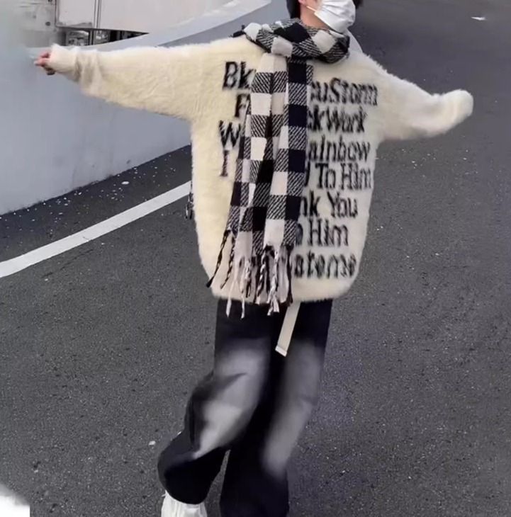 ニット セーター 長袖 アルファベットロゴ ゆったり 秋冬 全3色 ニット セーター 長袖 アルファベットロゴ ゆったり 秋冬 全3色