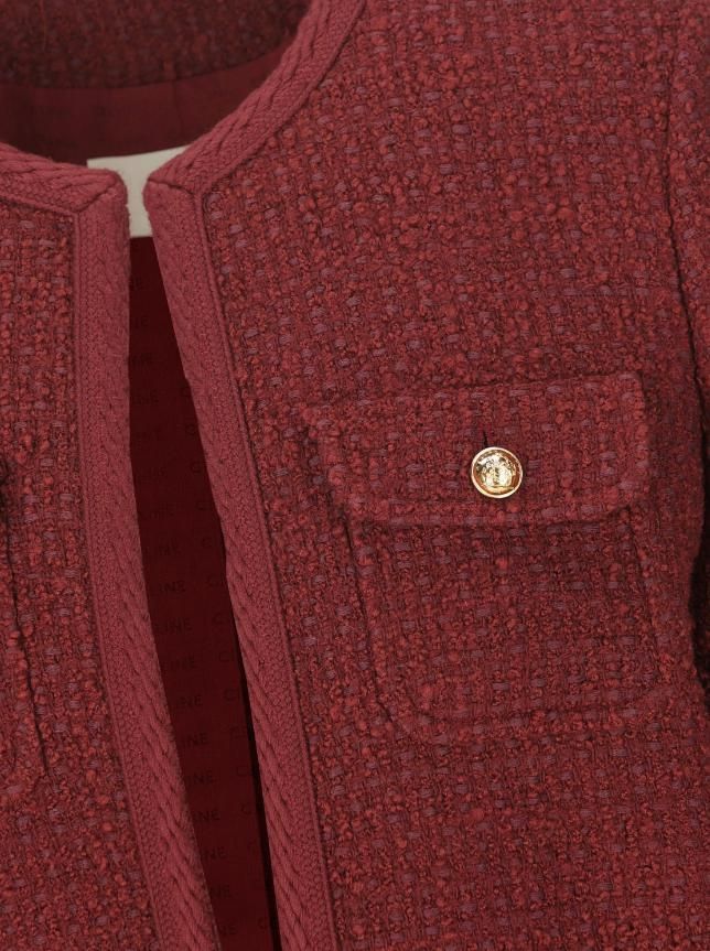 CELINE セリーヌ チェルシージャケット ブクレツイード ボルドー 送料込◇【CELINE】チェルシージャケット / ブクレツイード