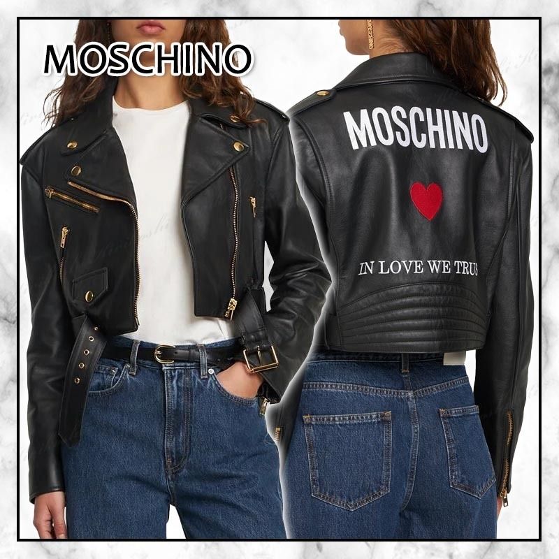 モスキーノMOSCHINO レディースライダースレザージャケット