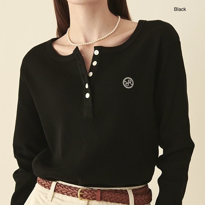 Tシャツ・カットソー RONRON HENRYNECK LONG SLEEVE OATMEAL RONRON】Henryneck Long Sleeve (RONRON/Tシャツ・カットソー