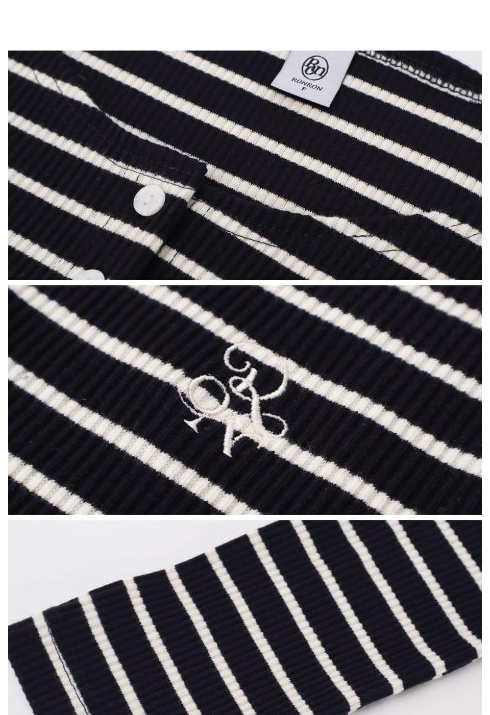 RONRON】SLIM BUTTON U NECK LONG SLEEVE (RONRON/Tシャツ