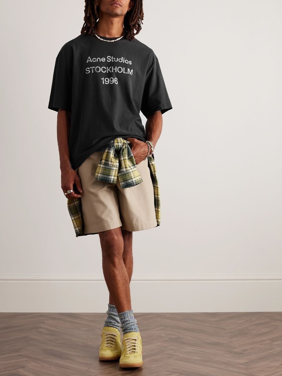 Acne Studios】ロゴ ダメージ加工 ジャージー Tシャツ 関税込