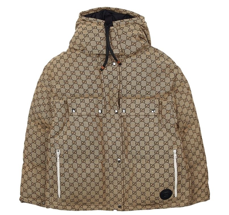 GUCCI☆GG コットンキャンバス パファージャケット キャメル org.jpg
