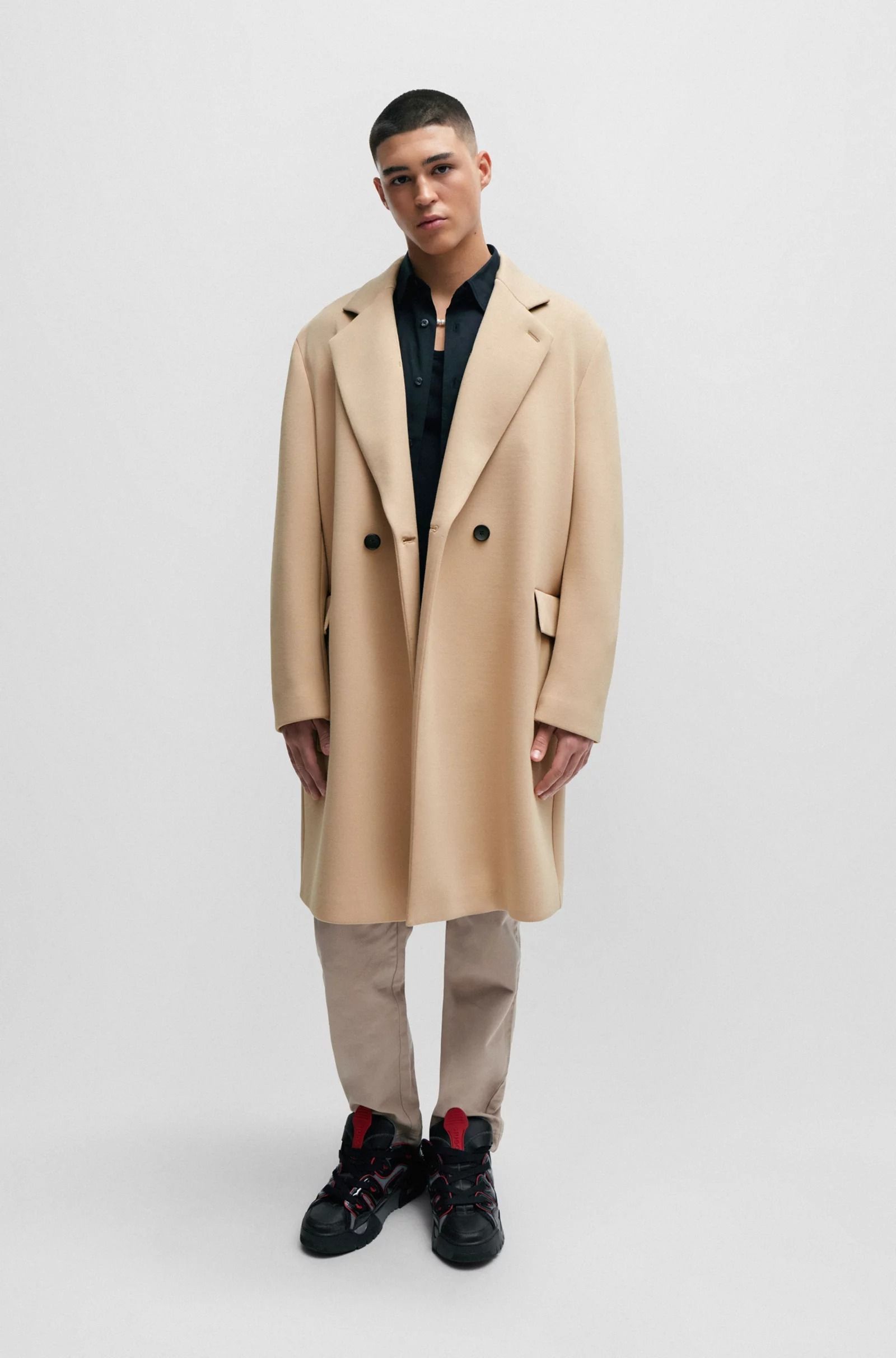 HUGO レギュラーフィット ダブルブレストコート (Hugo Boss