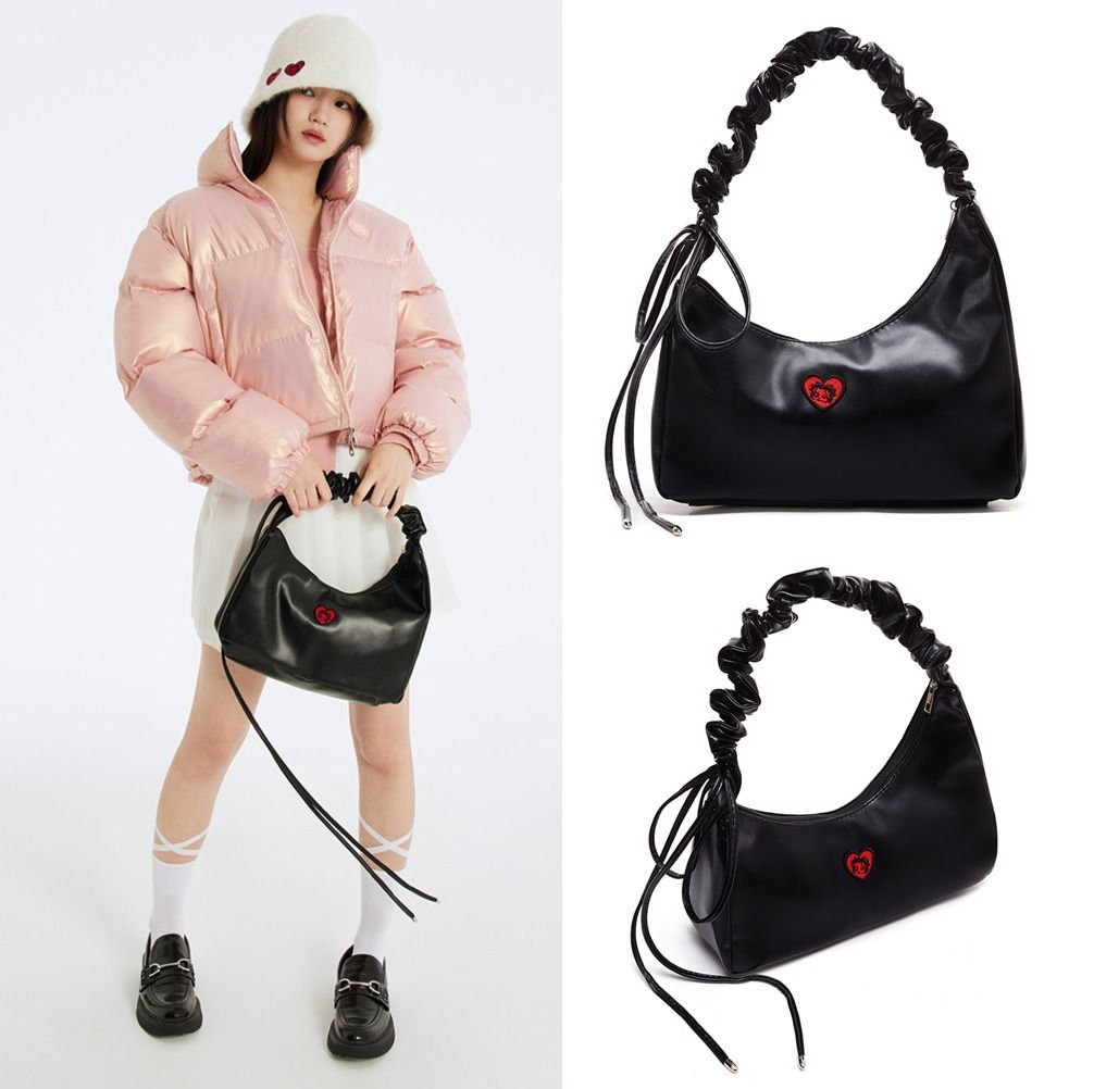 ULKIN CANVAS]Bettyboop Leather String Shirring Shoulder Bag