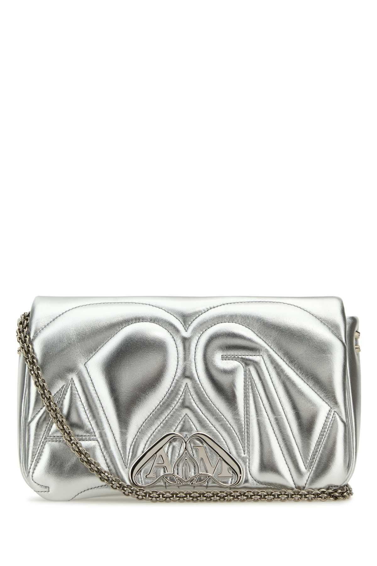 【送料&関税込】Alexander McQueen Silver Leather Small Seal Alexander McQueen Seal Mini leather phone pouch Alexander
