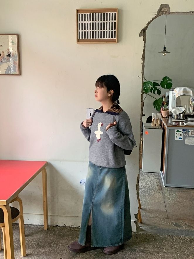 【BAON】Linjob point washed denim long skirt BAON】Linjob point washed denim long skirt (BAON/スカート