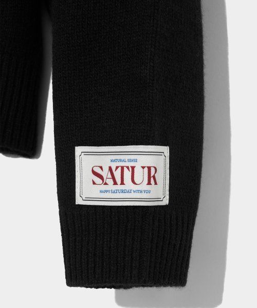 ニット・セーター SATUR Dublin unbalanced cashmere blend knit classic black SA 韓国ブランド[SATUR] DUBLIN UNBALANCE CASHMERE BLEND KNIT