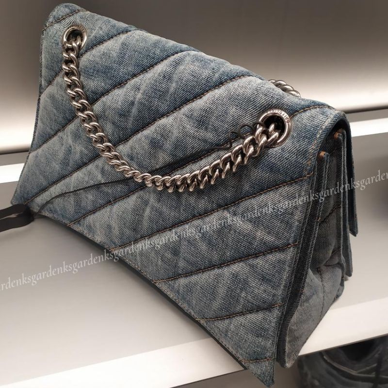 ●送料込●BALENCIAGA●Crush Chain Medium バッグ デニム BALENCIAGA バレンシアガ CRUSH ミディアム デニムチェーン