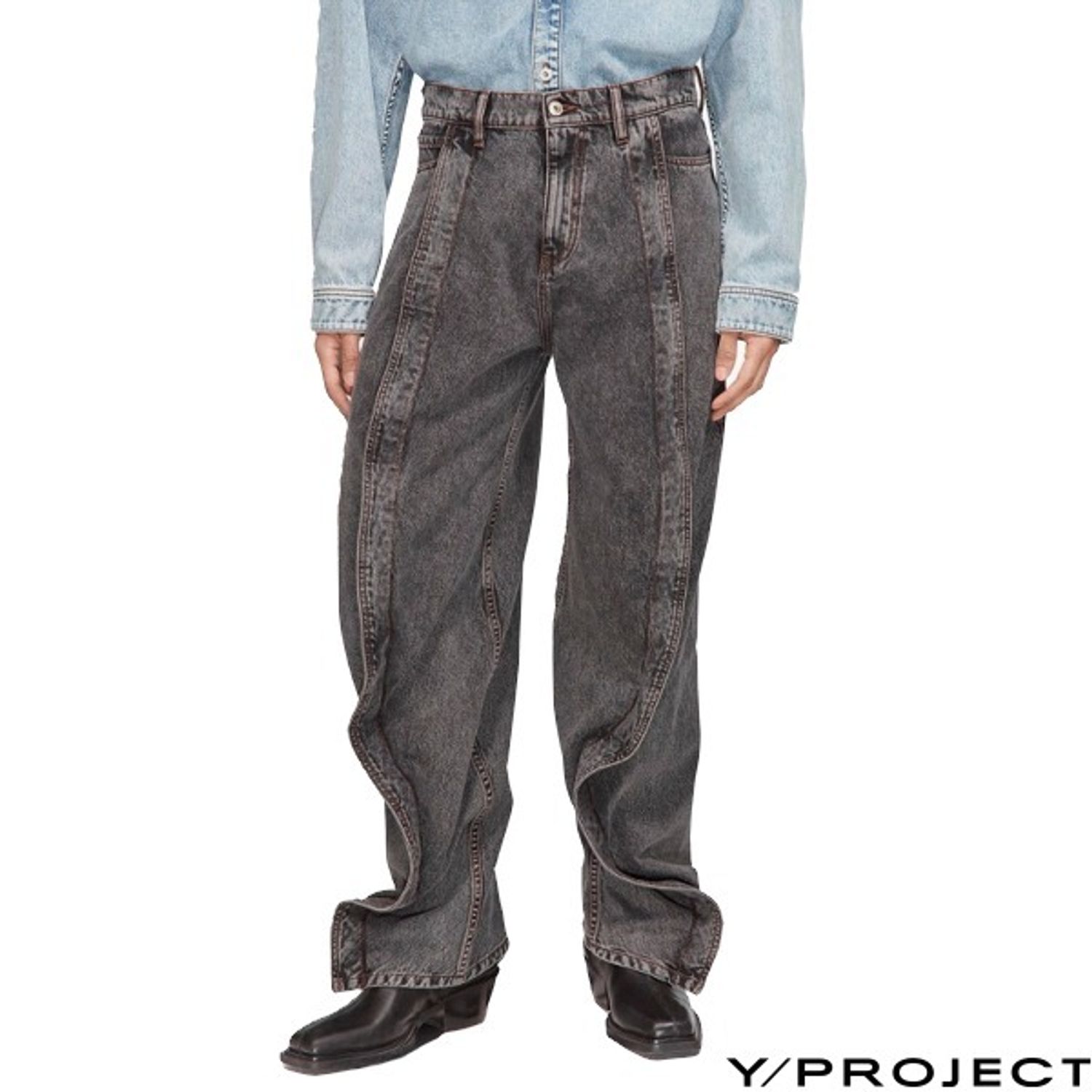 ワイプロジェクト EVERGREEN BANANA JEANSデニムパンツ ブラック (Y 