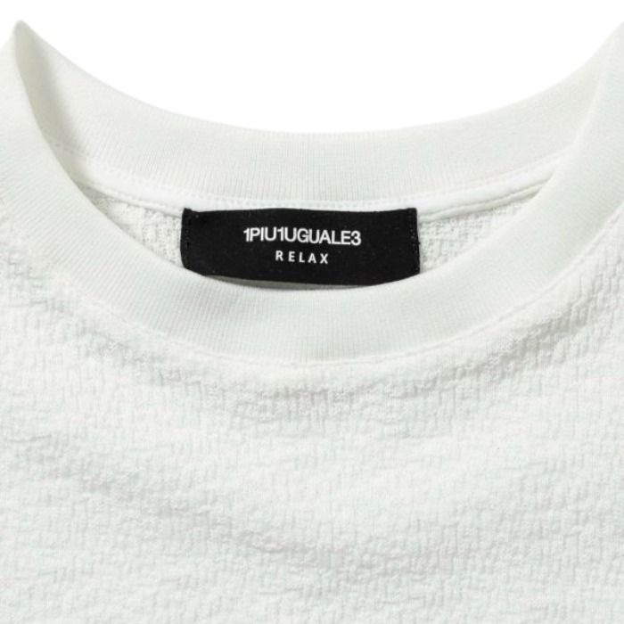 国内発送【1PIU1UGUALE】クレープニットロゴ半袖Tシャツ / 綿 国内発送【1PIU1UGUALE】クレープニットロゴ半袖Tシャツ / 綿