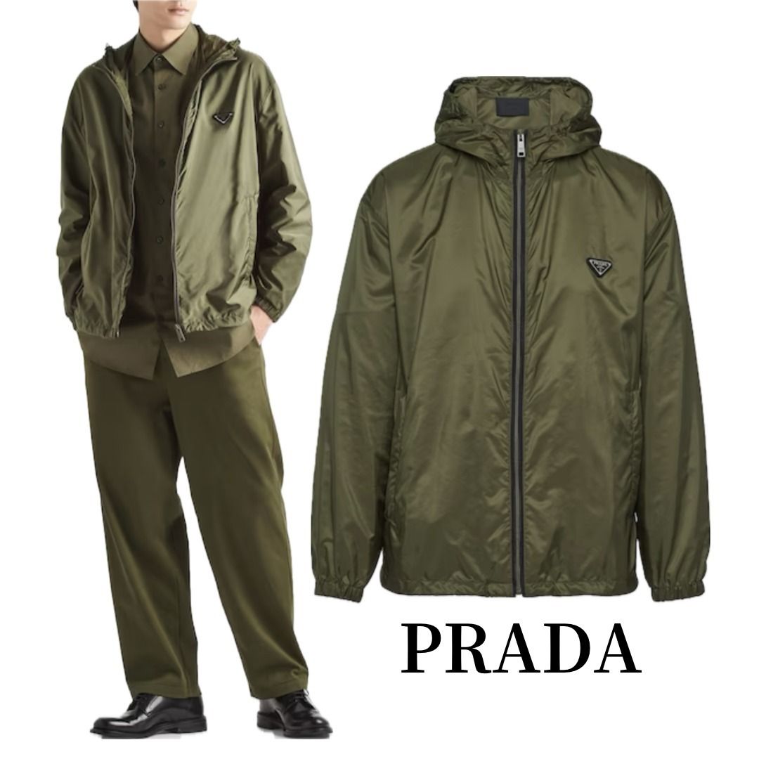 PRADA プラダ Re-Nylon ナイロンジャケットパーカー キャメル Prada Re-Nylon ジャケット 通販 - FARFETCH