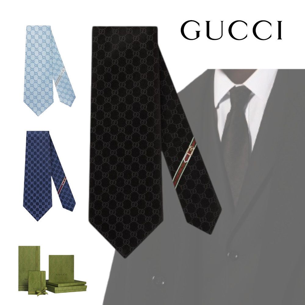 GUCCI GGパターン シルクネクタイ ナロー ネイビー GUCCI(グッチ) シルク混GG柄ネクタイ ネイビー×レッド サイズ