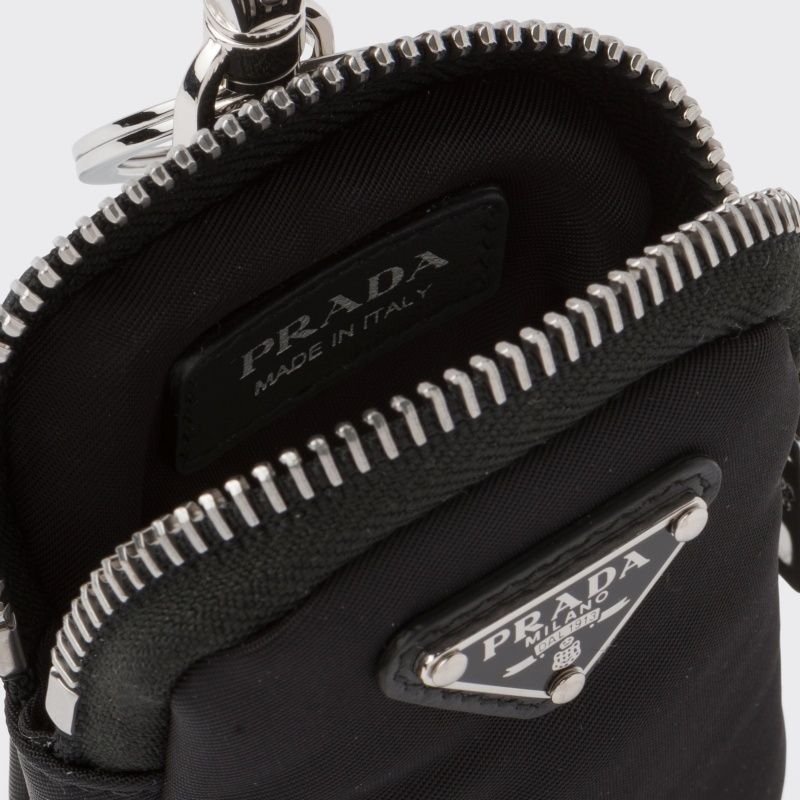 PRADA◇リナイロン ミニポーチ パデッド キーリング付き ロゴ