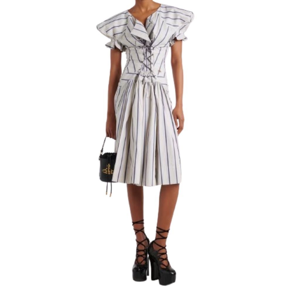 VivienneWestwood☆関税込み☆ストライプ コットン ミディドレス