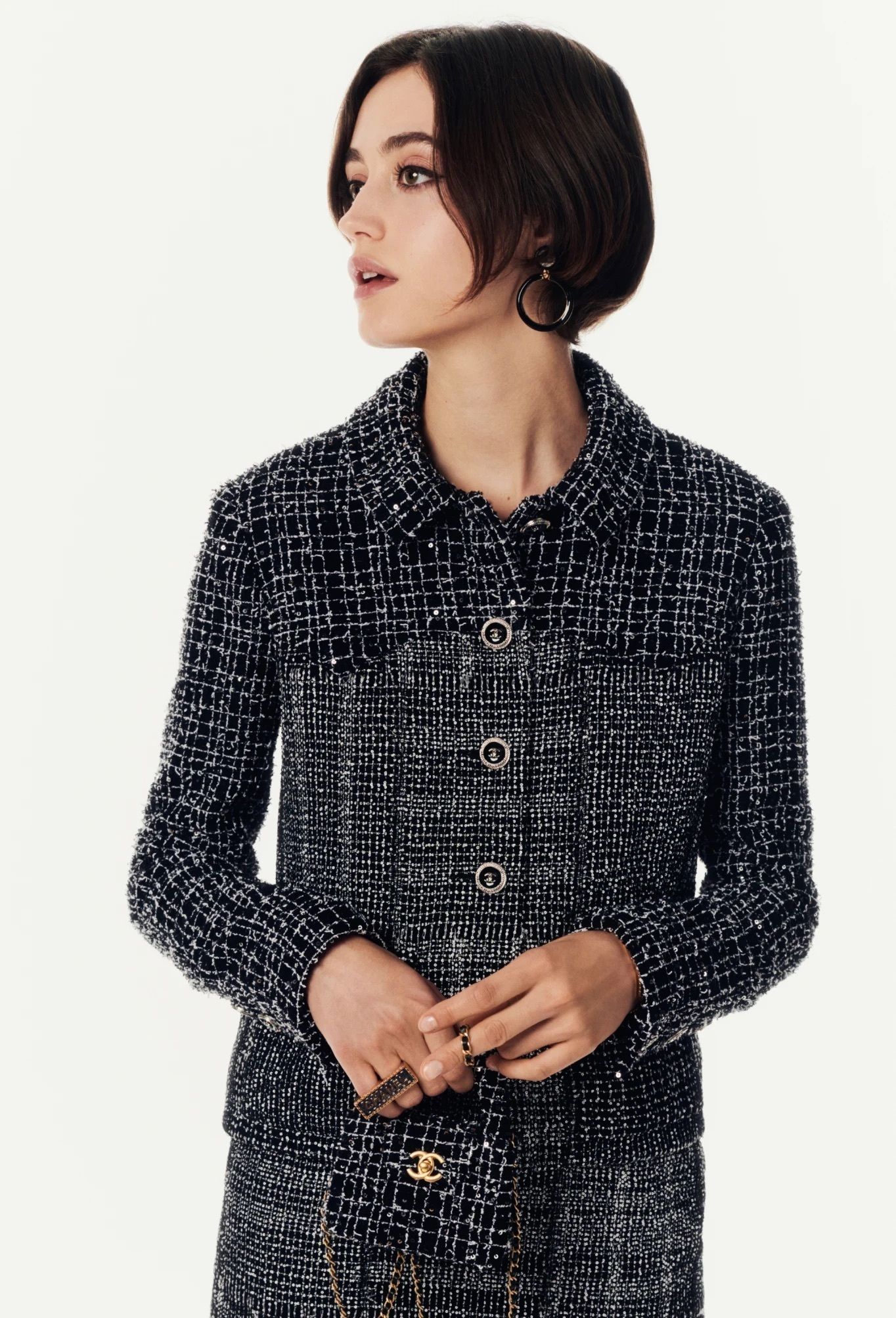 CHANEL 24春夏プレ LOOK43 ジャケット ツイード ブラック 直営店