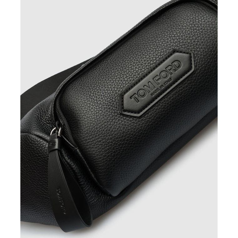 TOM FORD ブランドロゴ カーフレザー ショルダーバッグ ブラック TOM FORD ブランドロゴ カーフレザー ショルダーバッグ ブラック