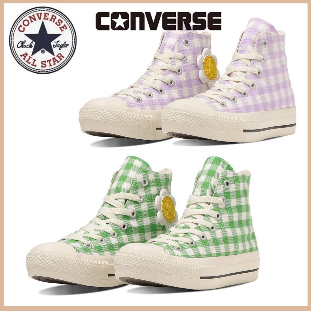 国内発☆送料無料 Converse ALL STAR フラワーパッチチェック柄