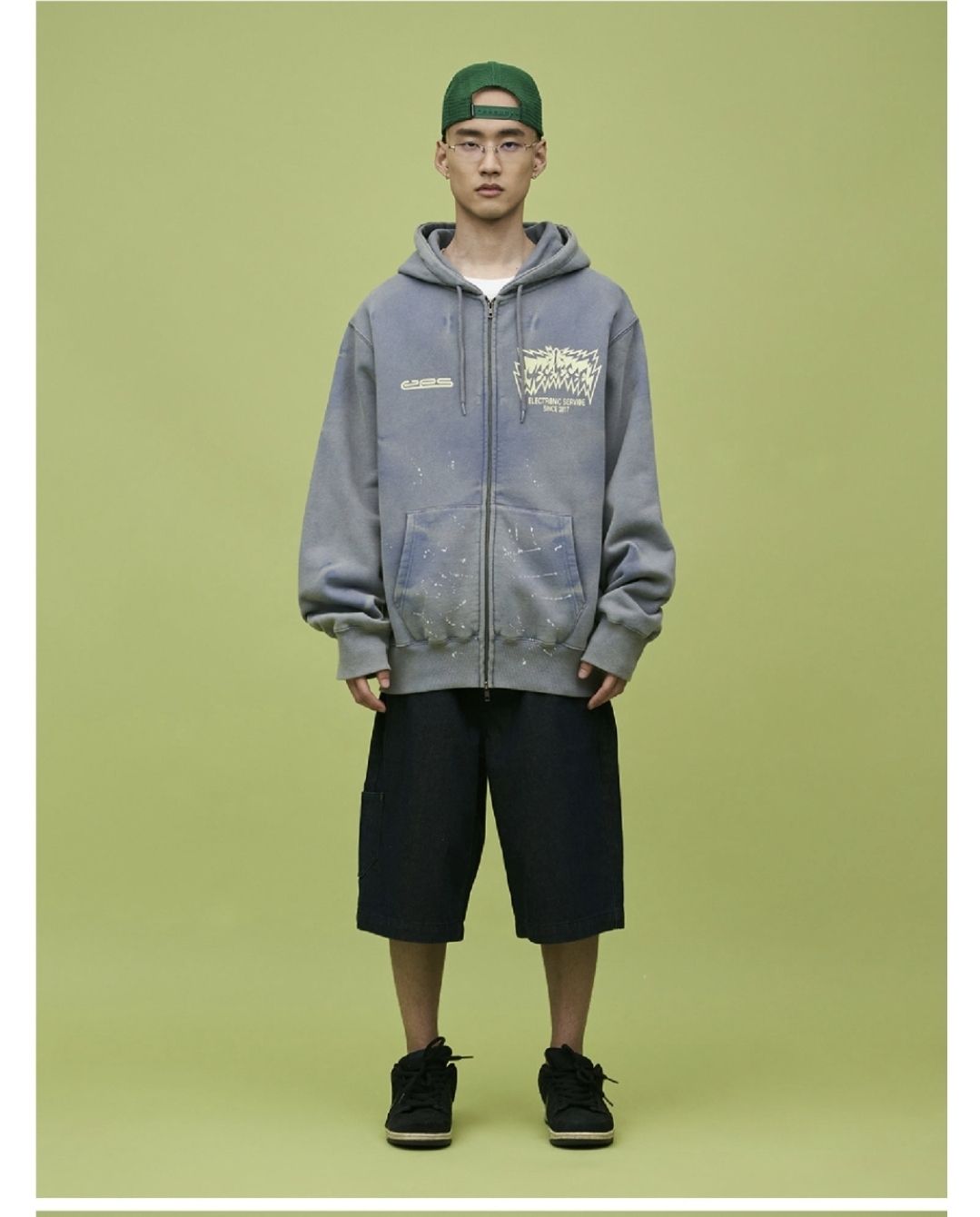 [YESEYESEE] SN Painted Hoodie ★フーディ YESEYESEE パーカー Y.E.S Painted zip up Hoodie メンズ
