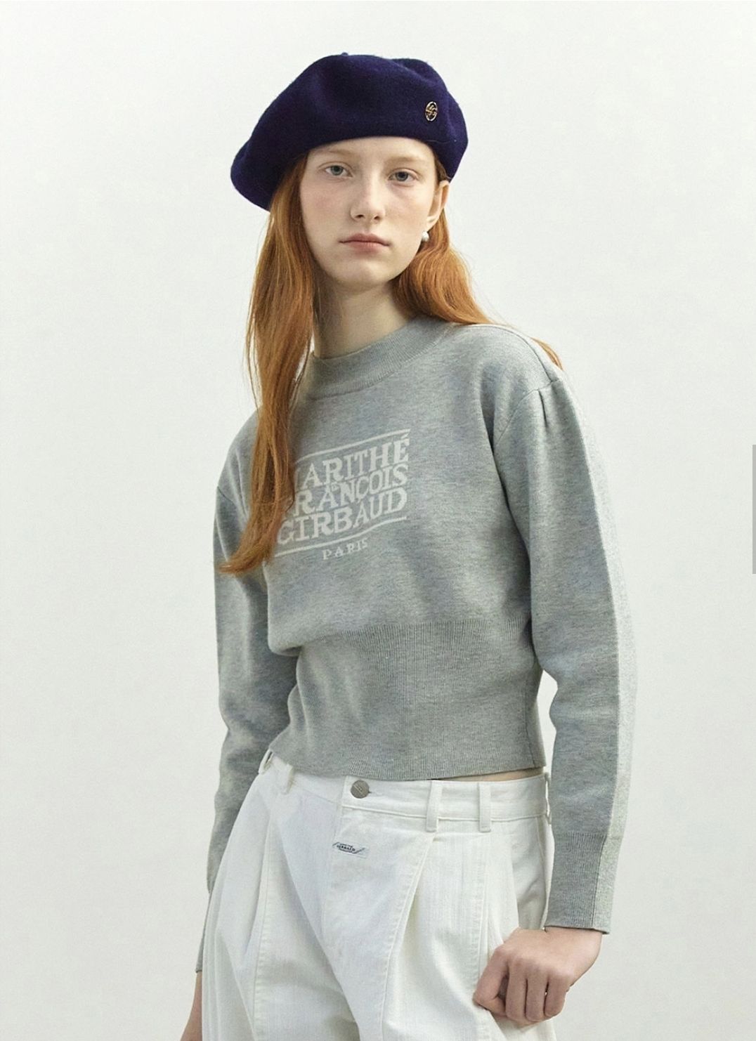 W CLASSIC LOGO CROP KNIT navy - MARITHE FRANCOIS GIRBAUD