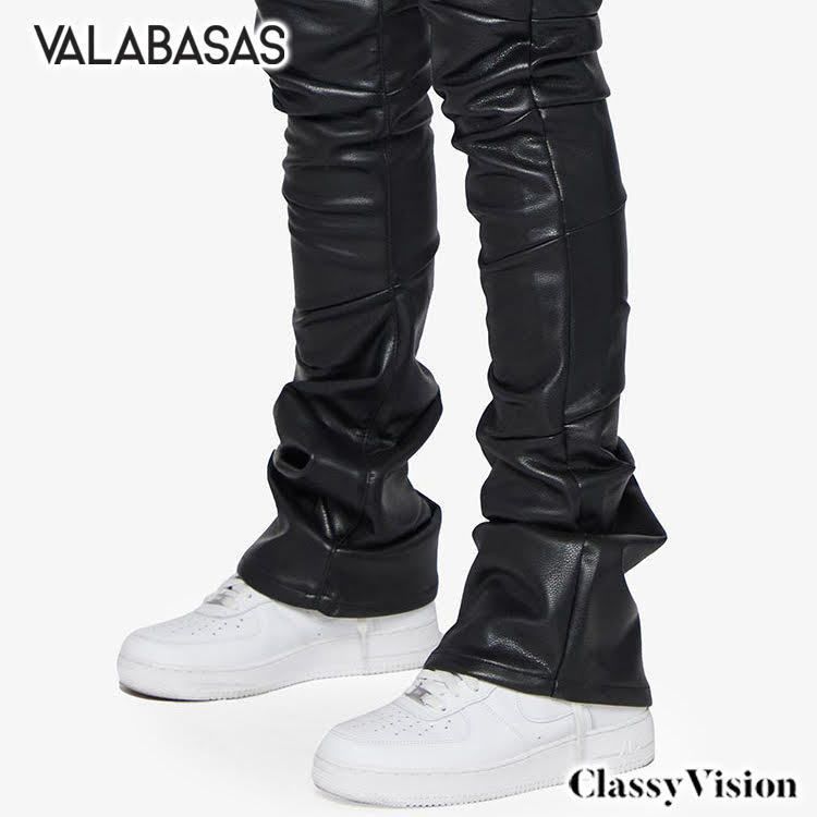 VALABASAS AK-79 BLACK LEATHER STACKED FLARE | KingStar