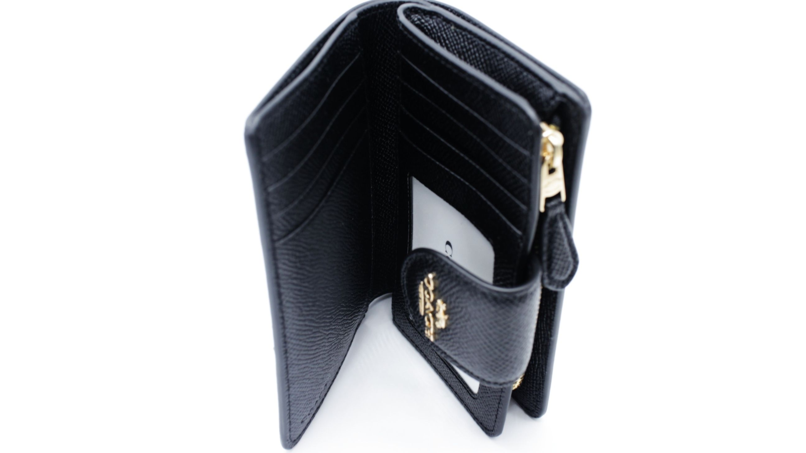 [コーチ] レディース用二つ折りレザー財布ブラック 6390-IMBLK COACH コーチ 財布 二つ折り財布 レディース レザー ロゴ