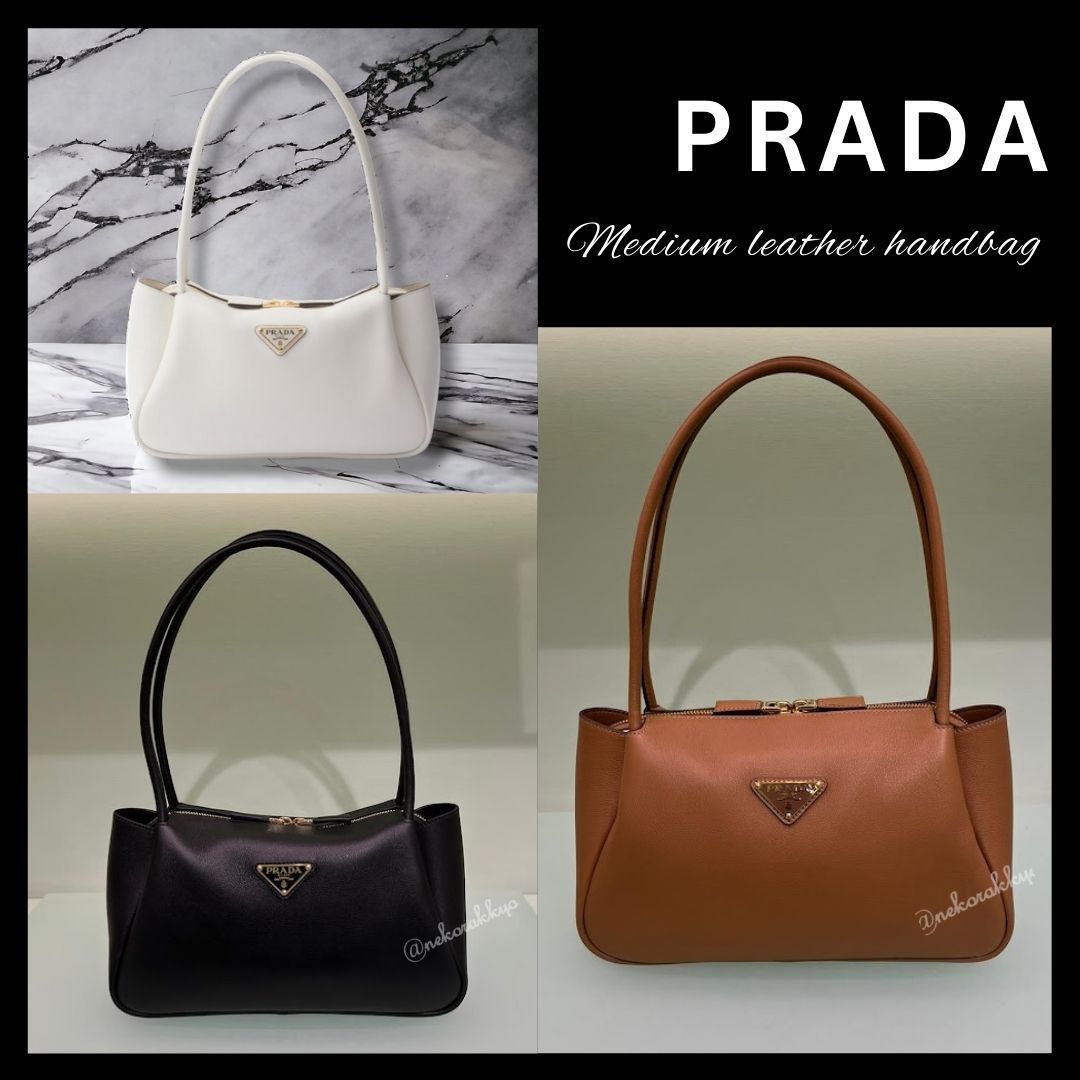 PRADA レザーハンドバッグ ブラック プラダ ボニー ラージ レザー ハンドバッグ | PRADA