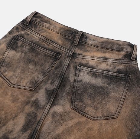 【2plan】Rick smudging wide denim pants 2plan】Rick smudging wide denim pants (2plan/デニム