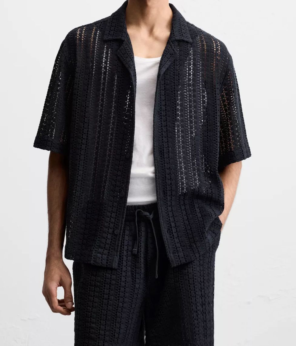 送関込☆ZARA/ザラ☆クロシェレース オーバーサイズシアーシャツ