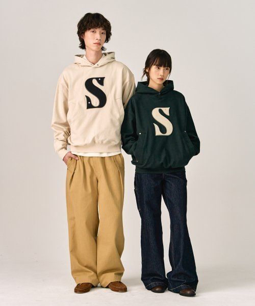 SATUR】Rivet Applique Pocket Logo Hoodie /追跡付 (SATUR