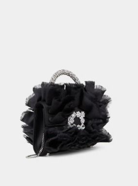 Roger Vivier]ミニ フラワー ストラス バックル クラッチバッグ