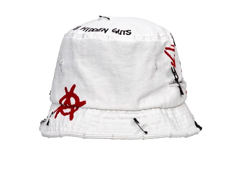 関税込★BLACKBLOND★Smile Logo Denim Bucket Hat Dirty Custom BBD Smile Logo Denim Bucket Hat Dirty Custom Ver. (Black