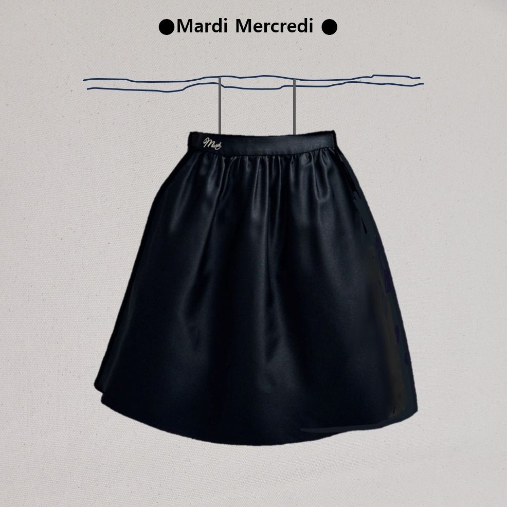 ○Mardi Mercredi○VOLUME MIDI SKIRT CRAPE DOT_NAVY (Mardi