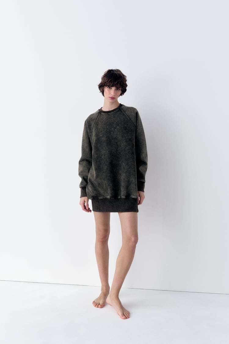 ZARA プラッシュジャージー スウェットシャツ ワンピース (ZARA